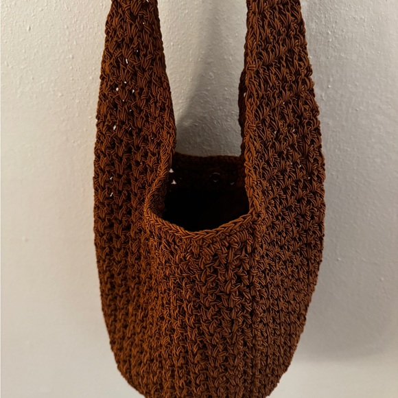 Carrie Forbes Cross Body Woven Crocheted Brown Bag | eBay CARRIE FORBES Brown Crochet Shoulder Bag
